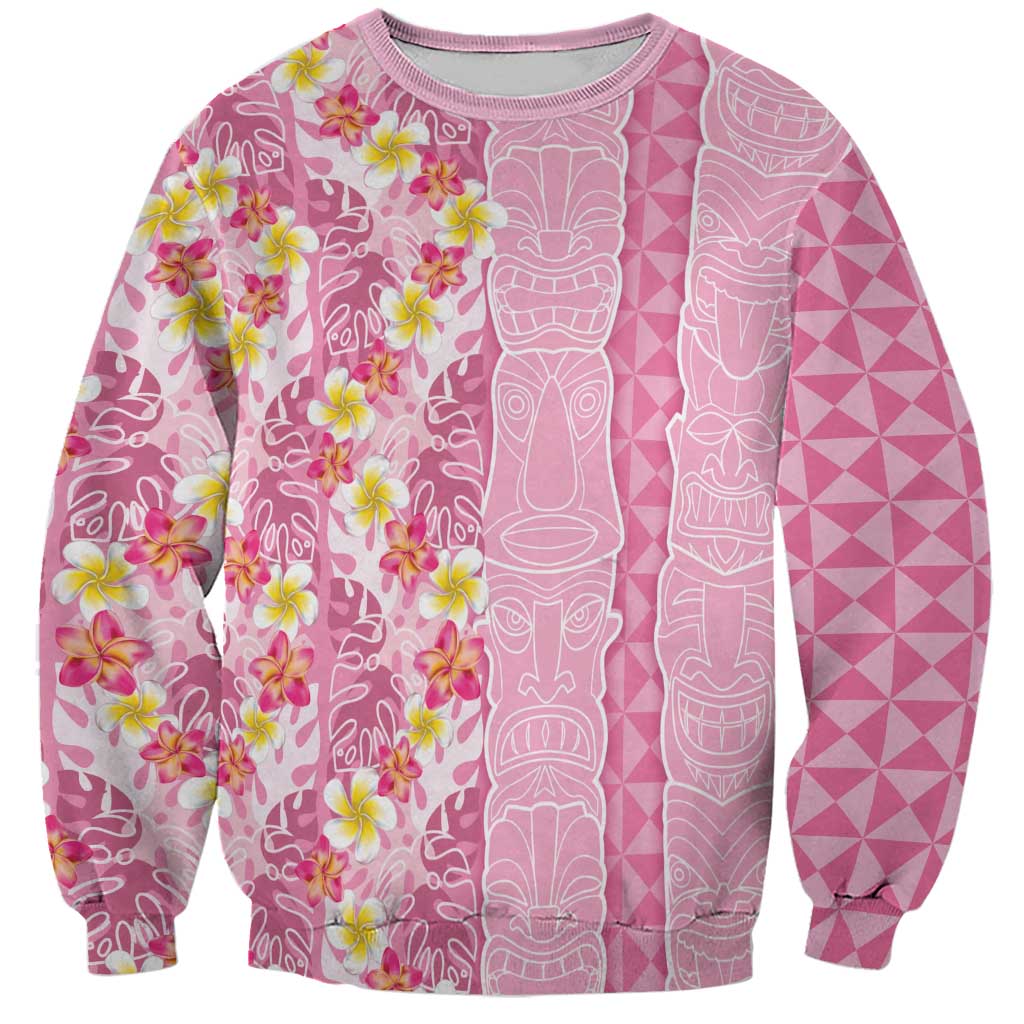 Pastel Magenta Aloha Hawaii Tiki Sweatshirt Tropical Plumeria - Seamless Style LT14 Unisex Magenta - Polynesian Pride