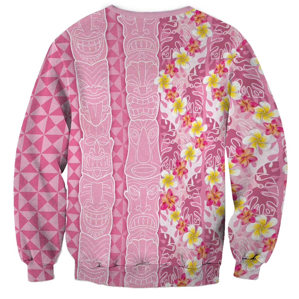 Pastel Magenta Aloha Hawaii Tiki Sweatshirt Tropical Plumeria - Seamless Style LT14 - Polynesian Pride