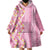 Pastel Magenta Aloha Hawaii Tiki Wearable Blanket Hoodie Tropical Plumeria - Seamless Style