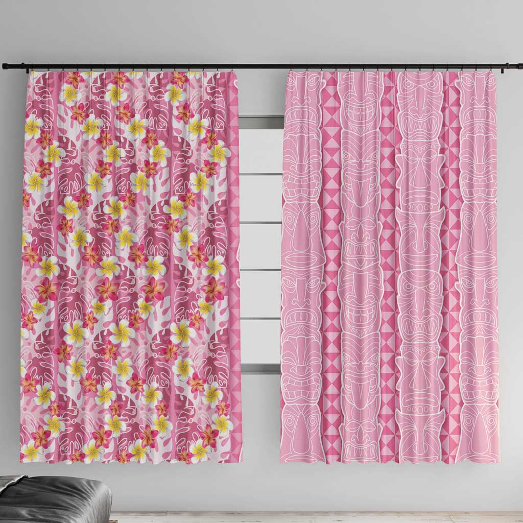 Pastel Magenta Aloha Hawaii Tiki Window Curtain Tropical Plumeria - Seamless Style LT14 With Hooks Magenta - Polynesian Pride