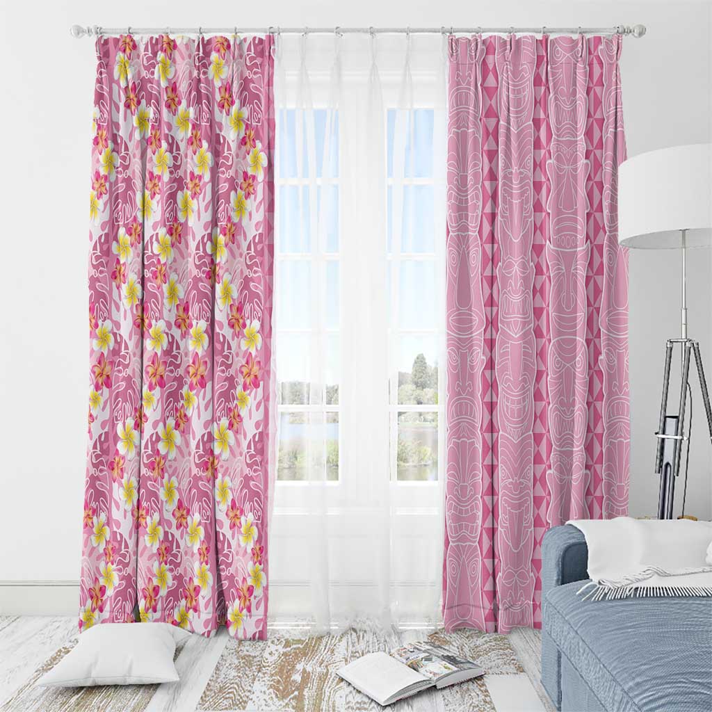 Pastel Magenta Aloha Hawaii Tiki Window Curtain Tropical Plumeria - Seamless Style LT14 - Polynesian Pride