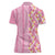 Pastel Magenta Aloha Hawaii Tiki Women Polo Shirt Tropical Plumeria - Seamless Style