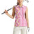 Pastel Magenta Aloha Hawaii Tiki Women Sleeveless Polo Shirt Tropical Plumeria - Seamless Style