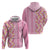 Pastel Magenta Aloha Hawaii Tiki Zip Hoodie Tropical Plumeria - Seamless Style