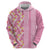 Pastel Magenta Aloha Hawaii Tiki Zip Hoodie Tropical Plumeria - Seamless Style