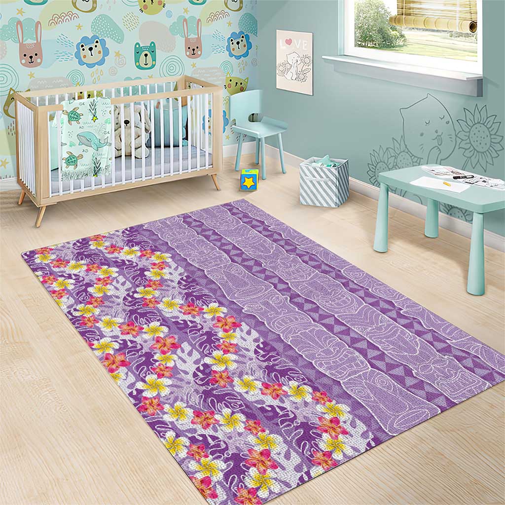 Lush Lilac Aloha Hawaii Tiki Area Rug Tropical Plumeria - Seamless Style