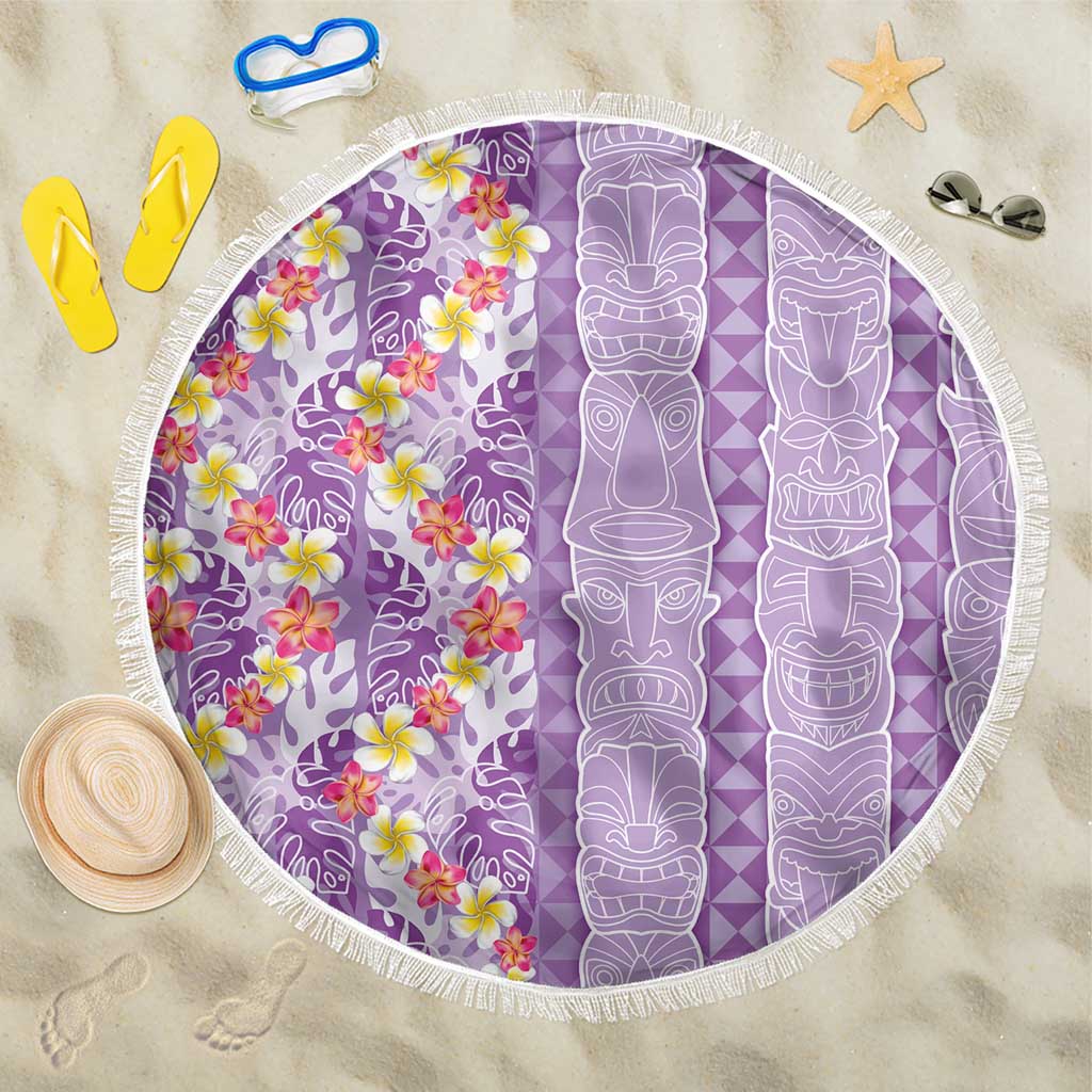 Lush Lilac Aloha Hawaii Tiki Beach Blanket Tropical Plumeria - Seamless Style LT14 One Size 150cm Purple - Polynesian Pride