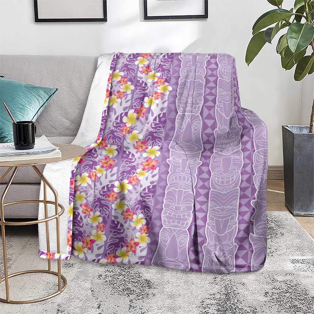 Lush Lilac Aloha Hawaii Tiki Blanket Tropical Plumeria - Seamless Style LT14 - Polynesian Pride