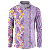 Lush Lilac Aloha Hawaii Tiki Button Sweatshirt Tropical Plumeria - Seamless Style LT14 Purple - Polynesian Pride