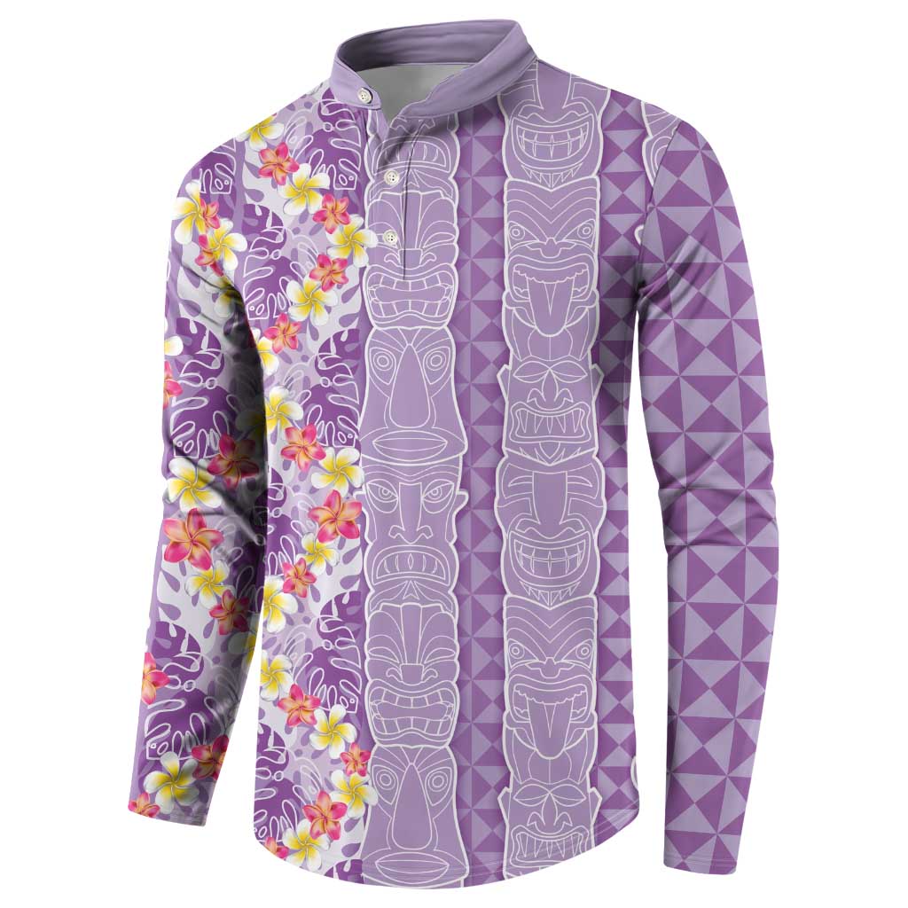 Lush Lilac Aloha Hawaii Tiki Button Sweatshirt Tropical Plumeria - Seamless Style LT14 - Polynesian Pride