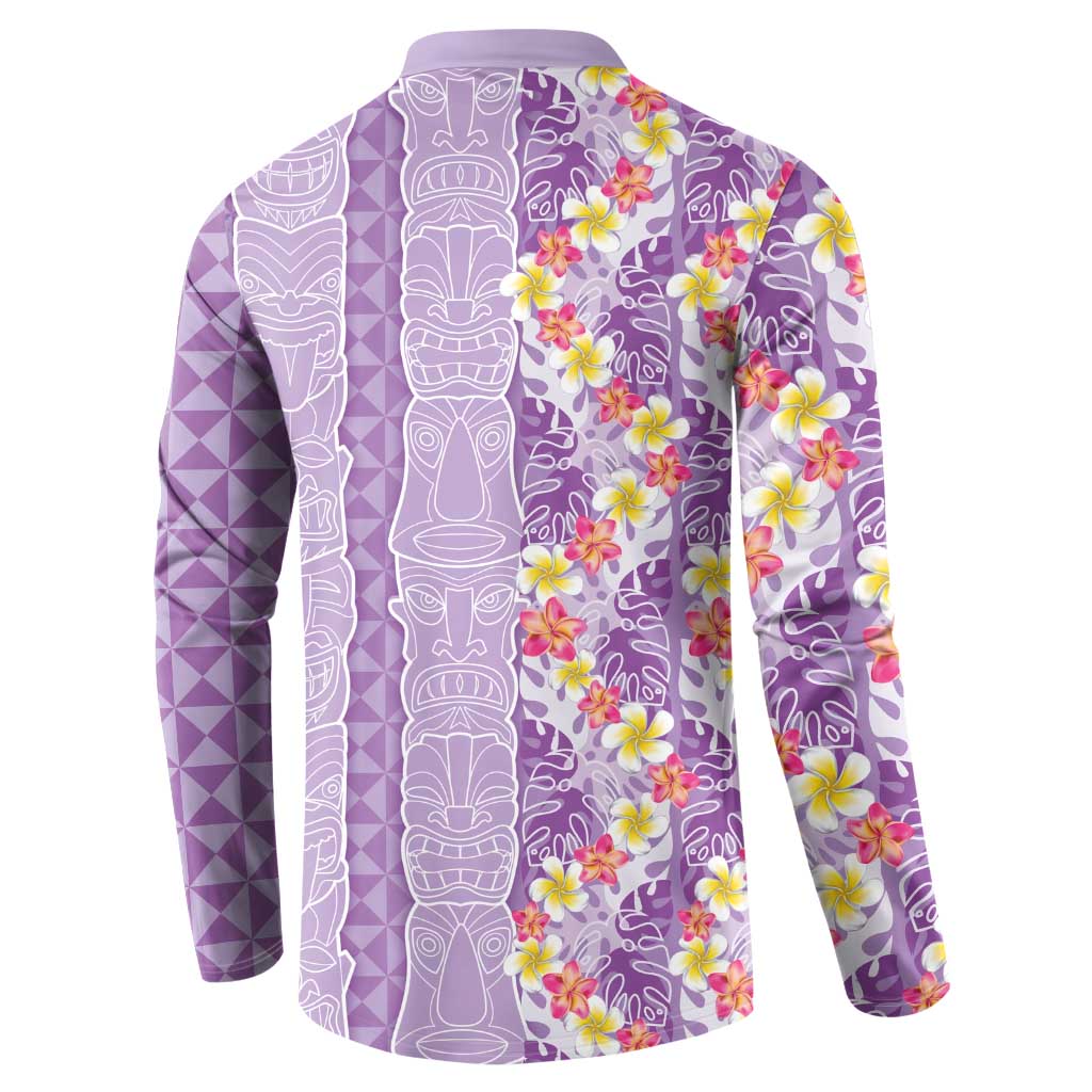 Lush Lilac Aloha Hawaii Tiki Button Sweatshirt Tropical Plumeria - Seamless Style LT14 - Polynesian Pride