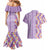 Lush Lilac Aloha Hawaii Tiki Couples Matching Mermaid Dress and Hawaiian Shirt Tropical Plumeria - Seamless Style