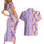 Lush Lilac Aloha Hawaii Tiki Couples Matching Short Sleeve Bodycon Dress and Hawaiian Shirt Tropical Plumeria - Seamless Style