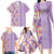 Lush Lilac Aloha Hawaii Tiki Family Matching Long Sleeve Bodycon Dress and Hawaiian Shirt Tropical Plumeria - Seamless Style