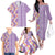 Lush Lilac Aloha Hawaii Tiki Family Matching Off The Shoulder Long Sleeve Dress and Hawaiian Shirt Tropical Plumeria - Seamless Style