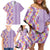 Lush Lilac Aloha Hawaii Tiki Family Matching Off Shoulder Short Dress and Hawaiian Shirt Tropical Plumeria - Seamless Style