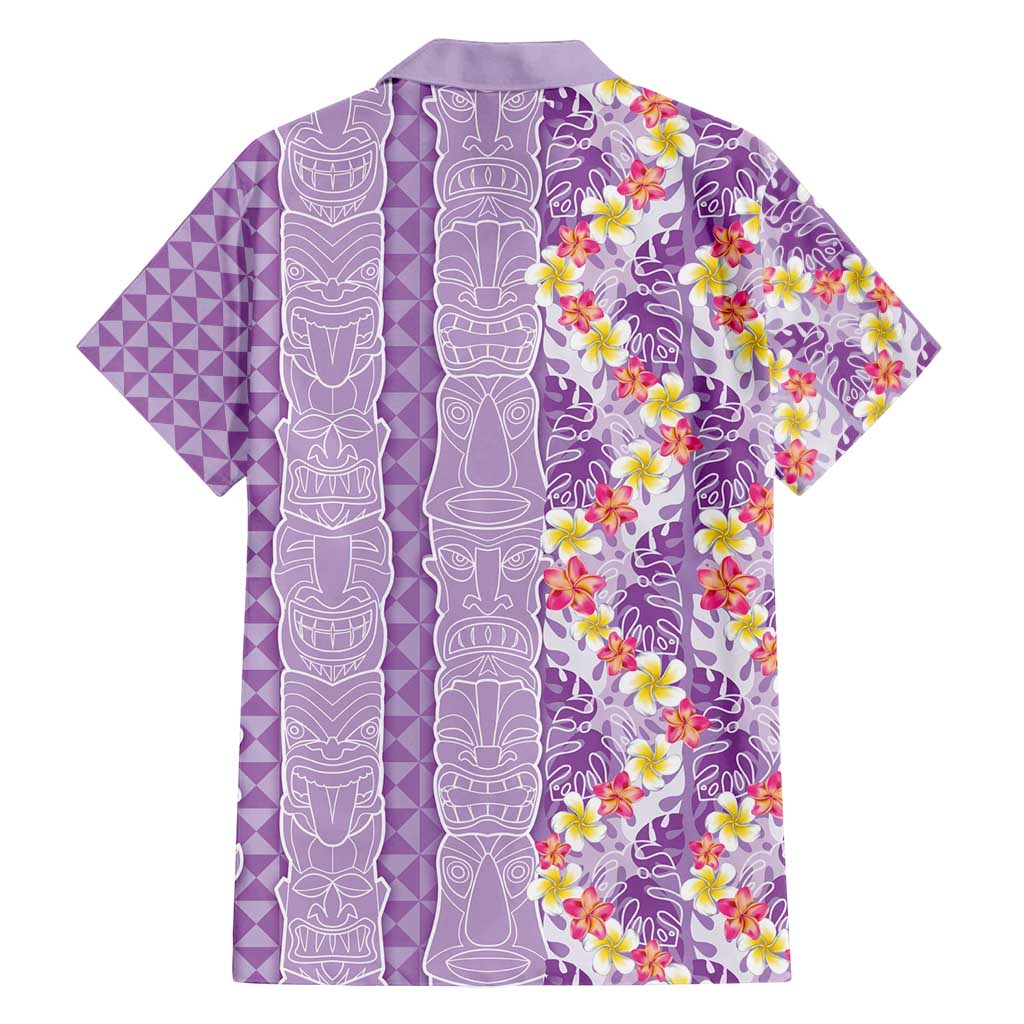 Lush Lilac Aloha Hawaii Tiki Family Matching Off Shoulder Short Dress and Hawaiian Shirt Tropical Plumeria - Seamless Style