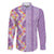 Lush Lilac Aloha Hawaii Tiki Family Matching Off Shoulder Short Dress and Hawaiian Shirt Tropical Plumeria - Seamless Style