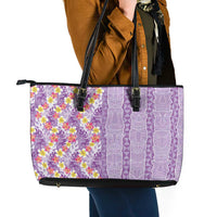 Lush Lilac Aloha Hawaii Tiki Leather Tote Bag Tropical Plumeria - Seamless Style LT14 - Polynesian Pride