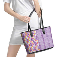 Lush Lilac Aloha Hawaii Tiki Leather Tote Bag Tropical Plumeria - Seamless Style LT14 - Polynesian Pride