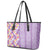 Lush Lilac Aloha Hawaii Tiki Leather Tote Bag Tropical Plumeria - Seamless Style