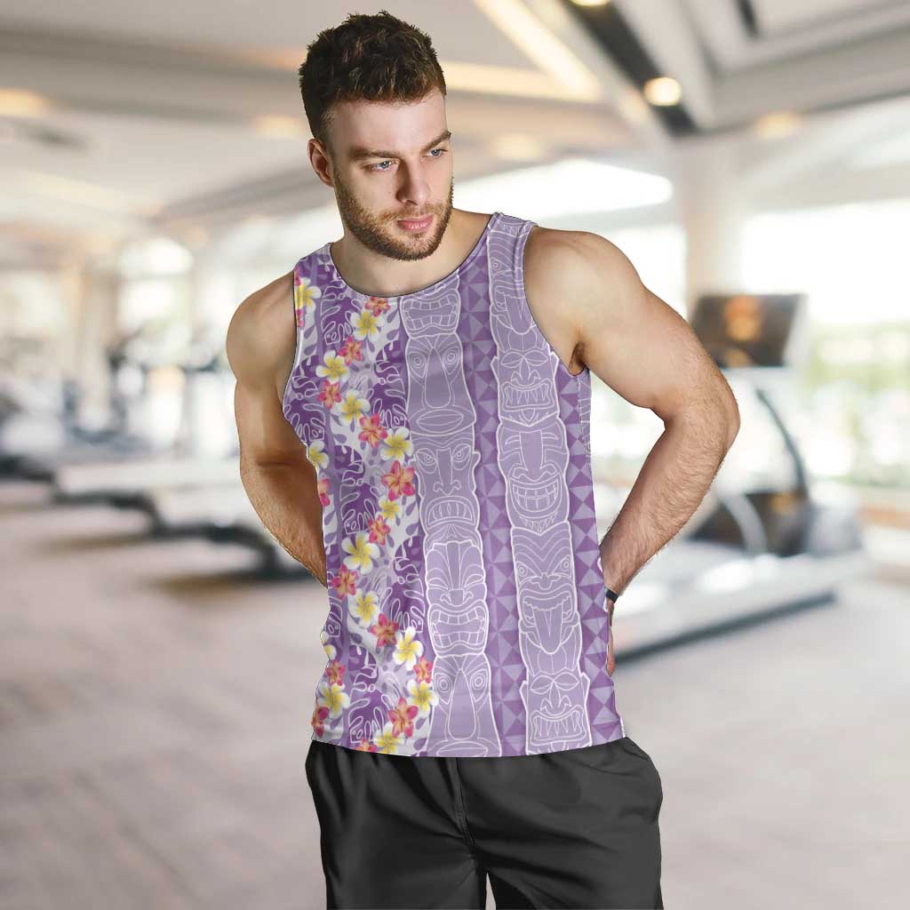 Lush Lilac Aloha Hawaii Tiki Men Tank Top Tropical Plumeria - Seamless Style LT14 Purple - Polynesian Pride