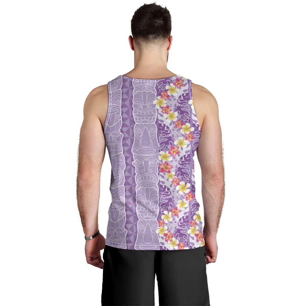 Lush Lilac Aloha Hawaii Tiki Men Tank Top Tropical Plumeria - Seamless Style LT14 - Polynesian Pride