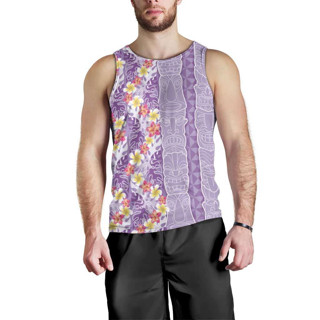 Lush Lilac Aloha Hawaii Tiki Men Tank Top Tropical Plumeria - Seamless Style LT14 - Polynesian Pride