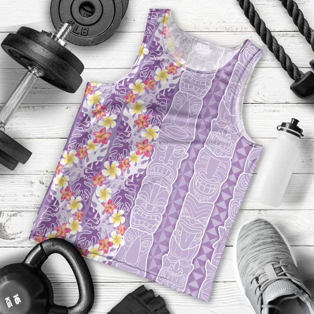 Lush Lilac Aloha Hawaii Tiki Men Tank Top Tropical Plumeria - Seamless Style LT14 - Polynesian Pride