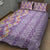 Lush Lilac Aloha Hawaii Tiki Quilt Bed Set Tropical Plumeria - Seamless Style