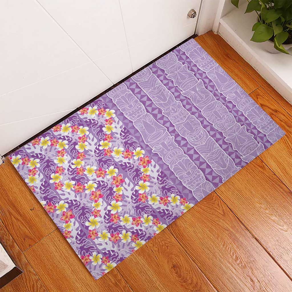 Lush Lilac Aloha Hawaii Tiki Rubber Doormat Tropical Plumeria - Seamless Style LT14 - Polynesian Pride