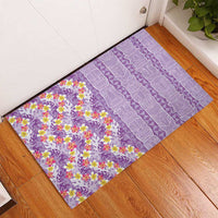 Lush Lilac Aloha Hawaii Tiki Rubber Doormat Tropical Plumeria - Seamless Style LT14 - Polynesian Pride