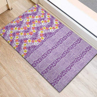 Lush Lilac Aloha Hawaii Tiki Rubber Doormat Tropical Plumeria - Seamless Style LT14 - Polynesian Pride
