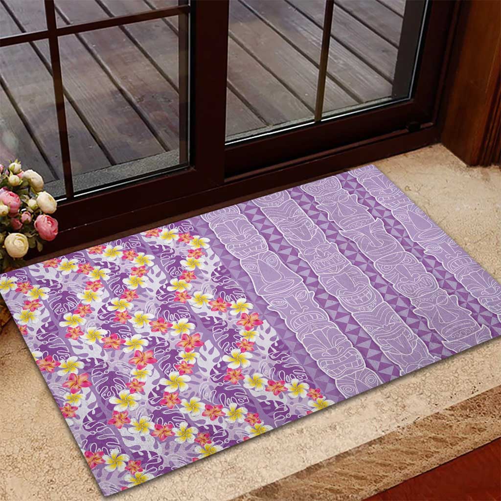 Lush Lilac Aloha Hawaii Tiki Rubber Doormat Tropical Plumeria - Seamless Style LT14 - Polynesian Pride