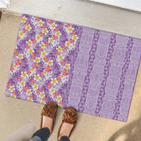 Lush Lilac Aloha Hawaii Tiki Rubber Doormat Tropical Plumeria - Seamless Style LT14 - Polynesian Pride