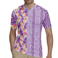Lush Lilac Aloha Hawaii Tiki Rugby Jersey Tropical Plumeria - Seamless Style LT14 - Polynesian Pride