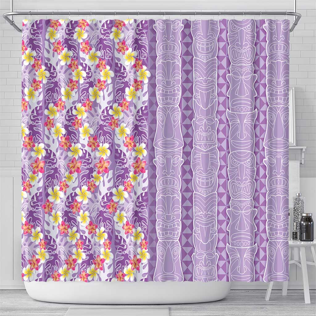 Lush Lilac Aloha Hawaii Tiki Shower Curtain Tropical Plumeria - Seamless Style