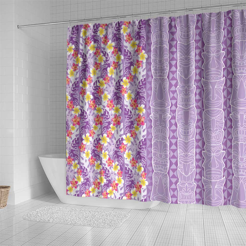 Lush Lilac Aloha Hawaii Tiki Shower Curtain Tropical Plumeria - Seamless Style