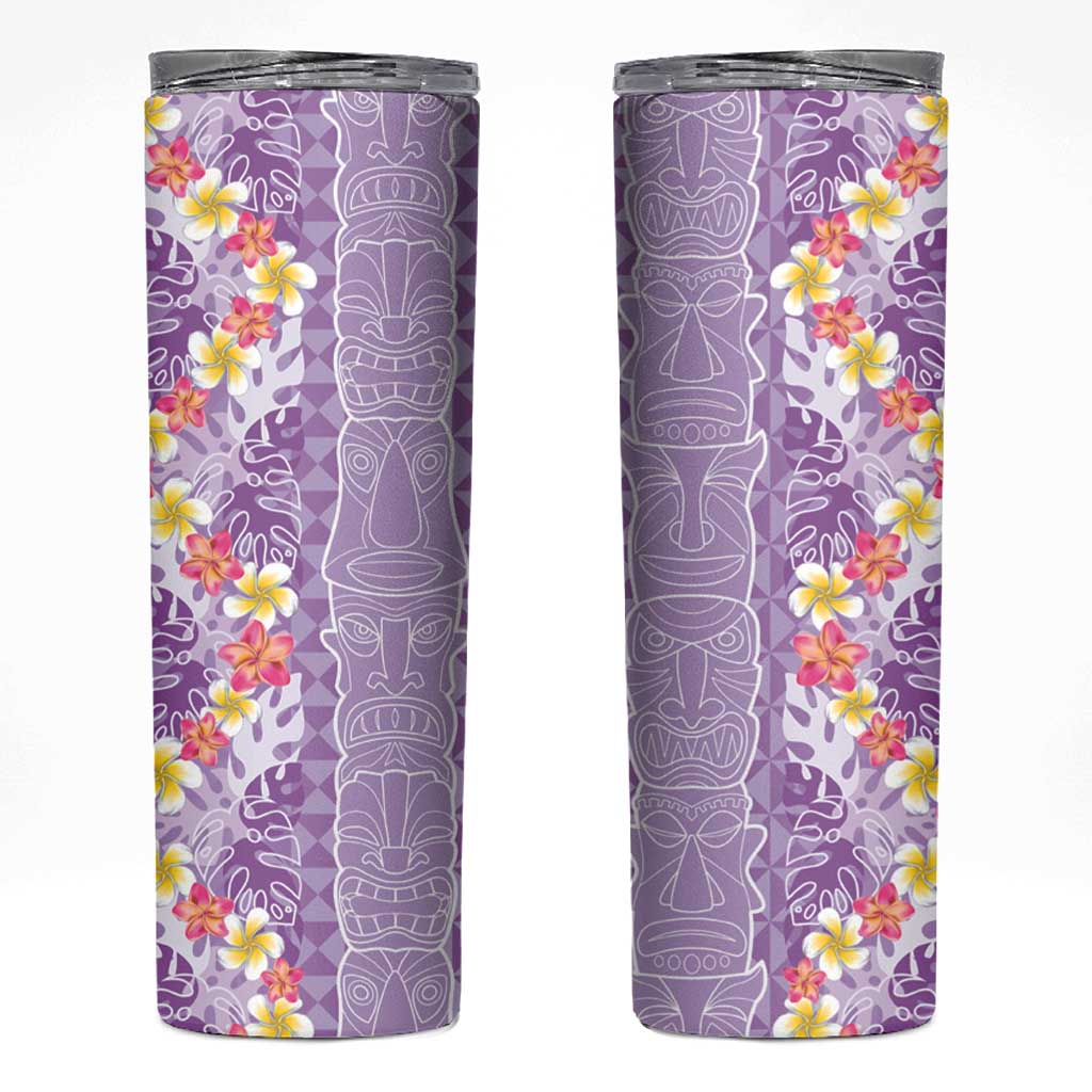 Lush Lilac Aloha Hawaii Tiki Skinny Tumbler Tropical Plumeria - Seamless Style