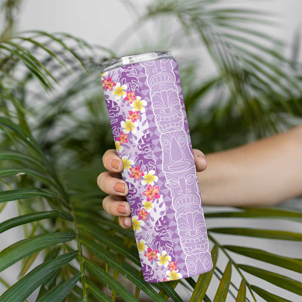 Lush Lilac Aloha Hawaii Tiki Skinny Tumbler Tropical Plumeria - Seamless Style
