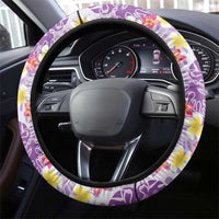 Lush Lilac Aloha Hawaii Tiki Steering Wheel Cover Tropical Plumeria - Seamless Style LT14 - Polynesian Pride