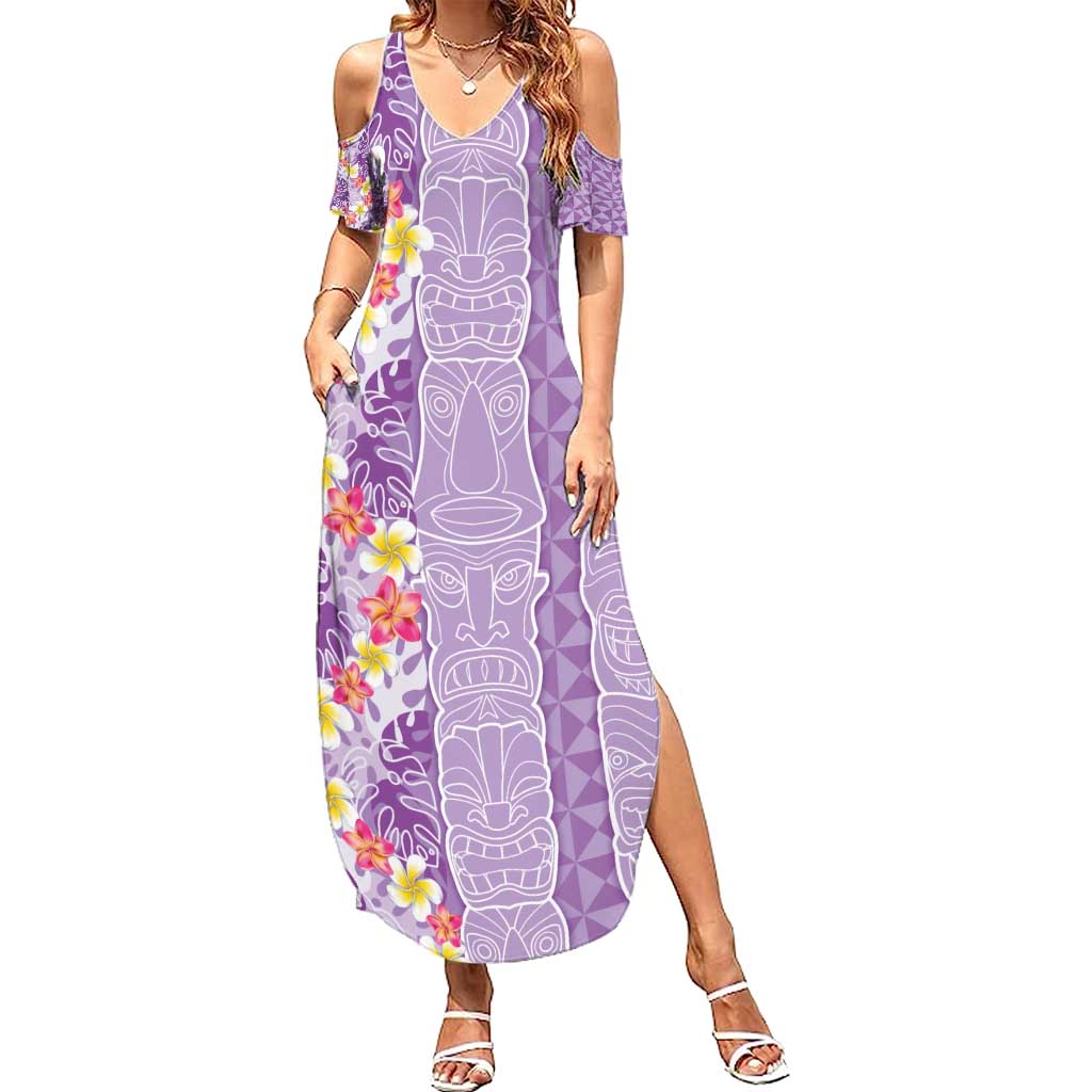 Lush Lilac Aloha Hawaii Tiki Summer Maxi Dress Tropical Plumeria - Seamless Style LT14 Women Purple - Polynesian Pride