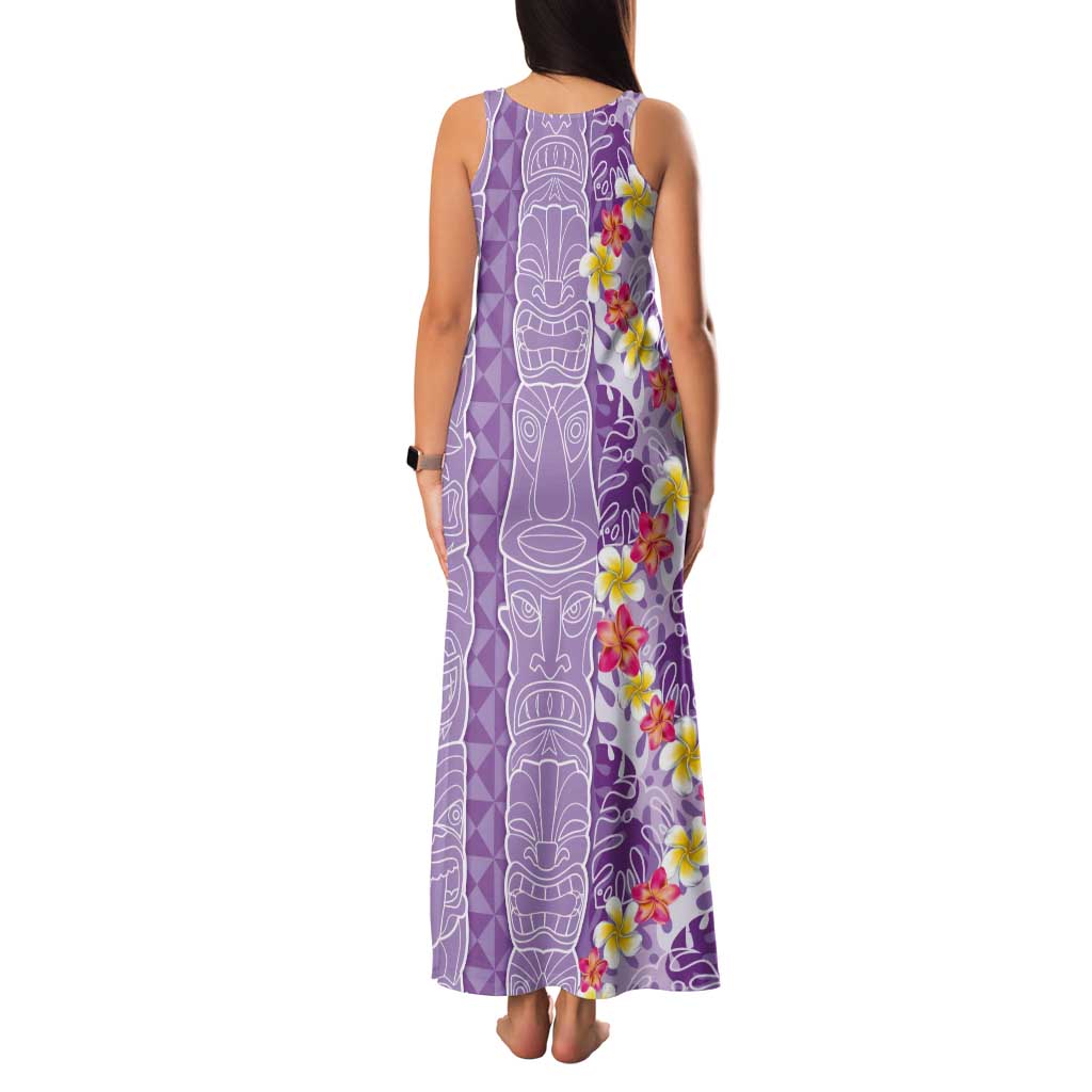 Lush Lilac Aloha Hawaii Tiki Tank Maxi Dress Tropical Plumeria - Seamless Style LT14 - Polynesian Pride