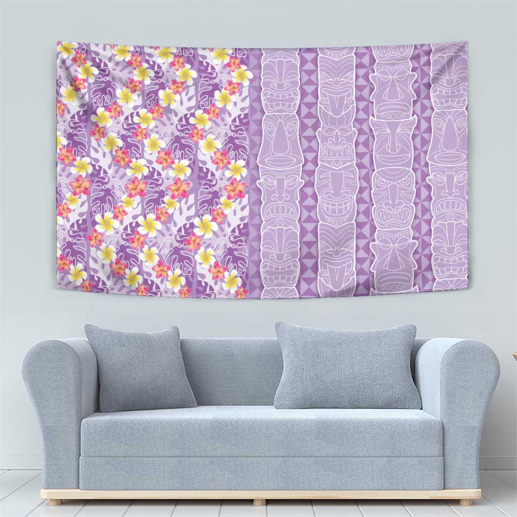 Lush Lilac Aloha Hawaii Tiki Tapestry Tropical Plumeria - Seamless Style