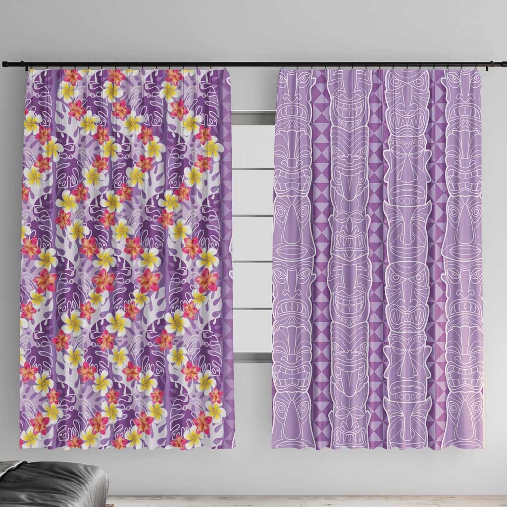 Lush Lilac Aloha Hawaii Tiki Window Curtain Tropical Plumeria - Seamless Style LT14 With Hooks Purple - Polynesian Pride