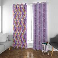 Lush Lilac Aloha Hawaii Tiki Window Curtain Tropical Plumeria - Seamless Style LT14 With Grommets Purple - Polynesian Pride