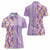 Lush Lilac Aloha Hawaii Tiki Women Polo Shirt Tropical Plumeria - Seamless Style