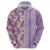 Lush Lilac Aloha Hawaii Tiki Zip Hoodie Tropical Plumeria - Seamless Style