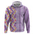 Lush Lilac Aloha Hawaii Tiki Zip Hoodie Tropical Plumeria - Seamless Style