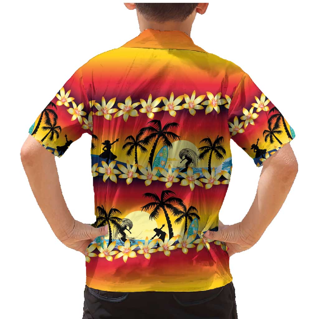 Tropical Islands Sunset Hawaii Family Matching Mermaid Dress and Hawaiian Shirt Go Surfing With Hula Girl - Summer Vibes
